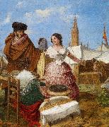 Aragon jose Rafael Courting at a Ring Shaped Pastry Stall at the Seville Fair France oil painting artist